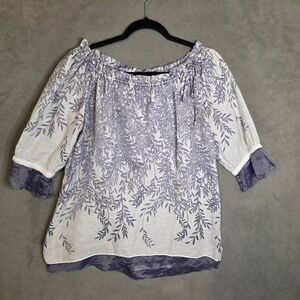 Audrey Talbott Carmel Floral Boho Peasant Top Women's Size 12 Coastal Cottage‎